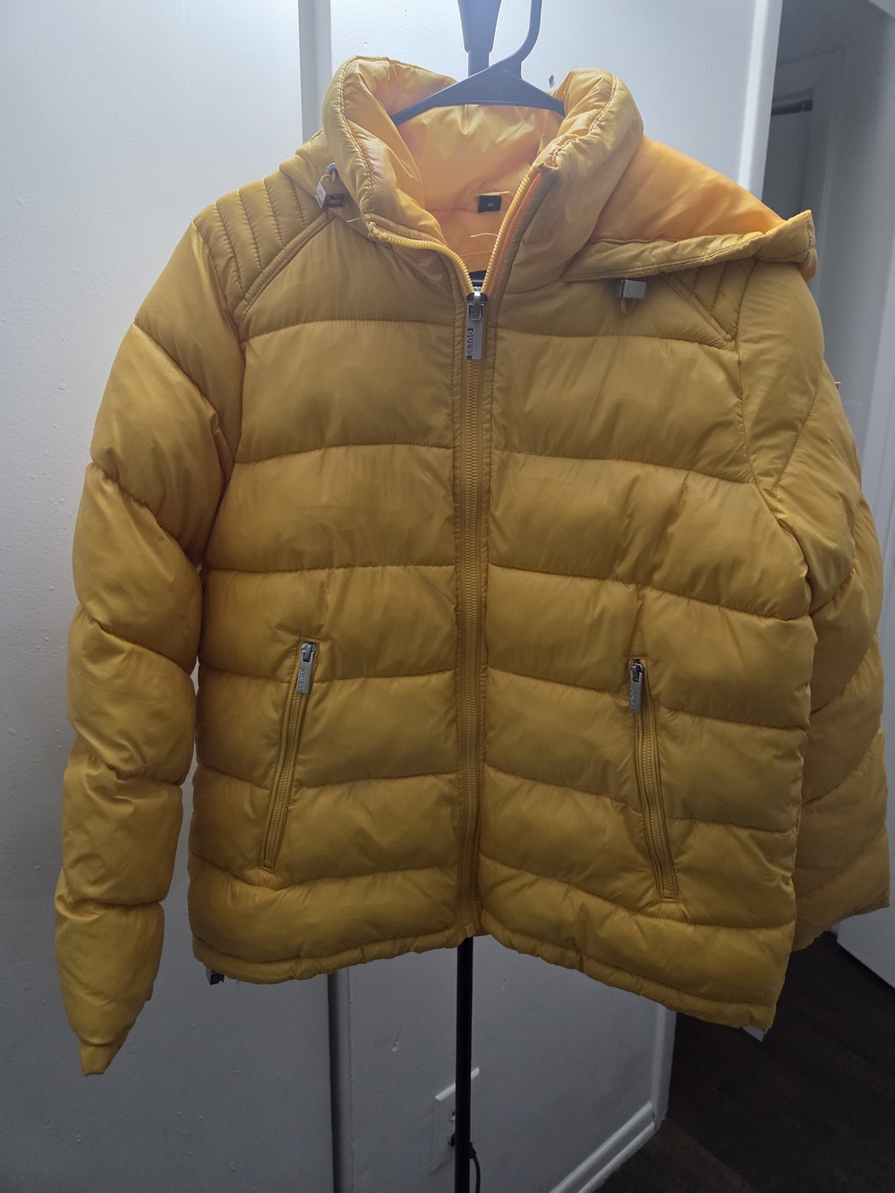 GUESS Bright Yellow Quilted Puffer Jacket